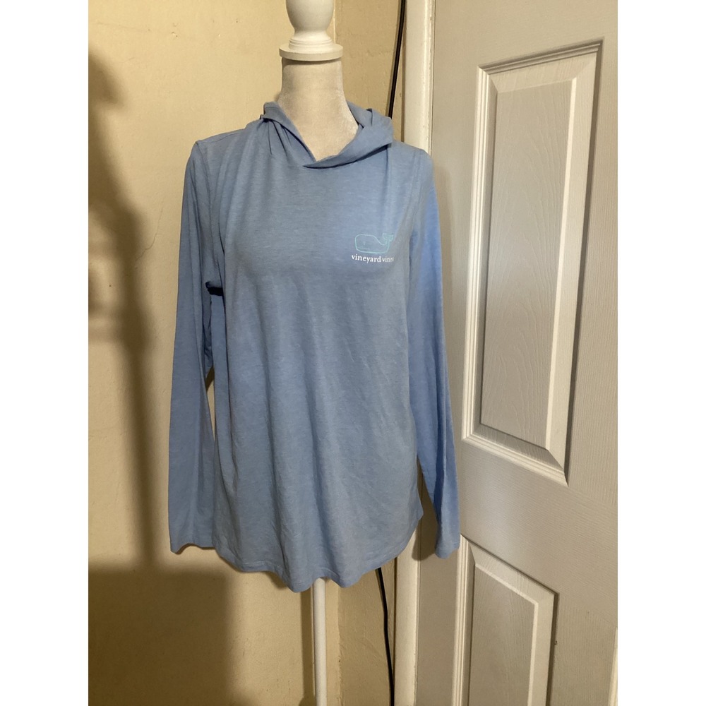 Vineyard Vines Womens Blue Long Sleeve Graphic Hoodie T-Shirt Size M